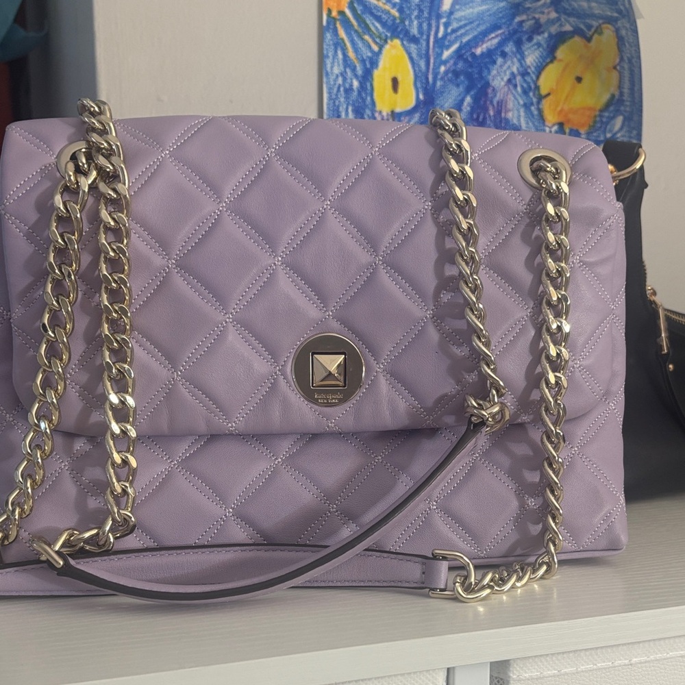 Lavender Quilted Chain Shoulder Bag